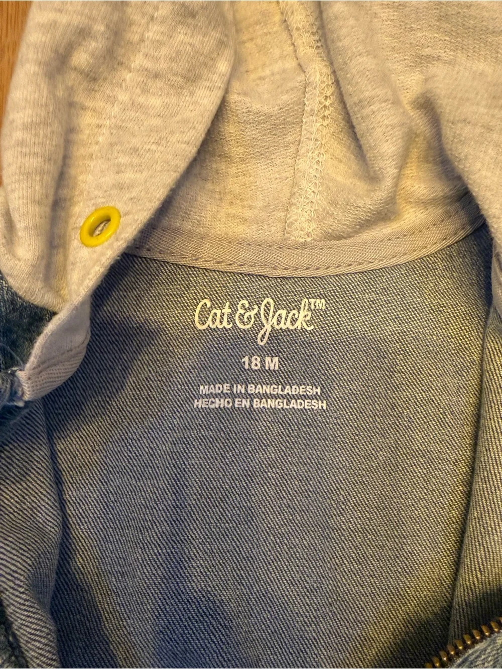 Cat & Jack Denim Jacket with Light Gray Hood